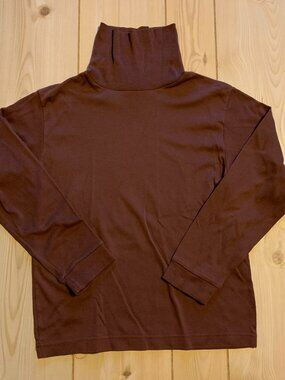 Vintage 90s Y2K Mobility Brown Turtleneck Long Sleeve Women's Shirt Cute Comfy S
